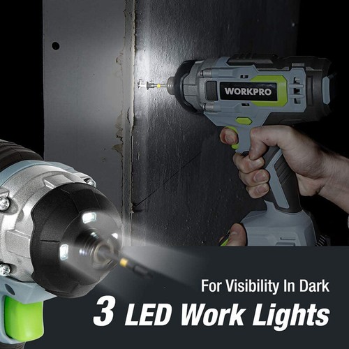 WORKPRO 20V Cordless Drill Combo Kit Drill Driver Impact Driver Battery Charger