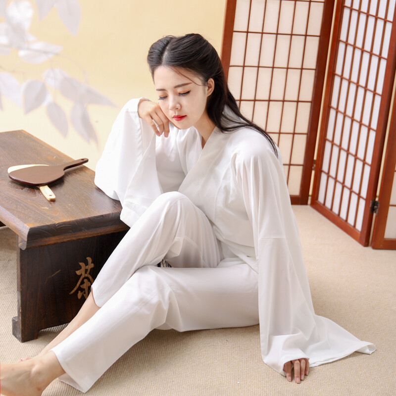 chinatsuさま White Hanfu Women Chinese Style Tops Pants Night Wear
