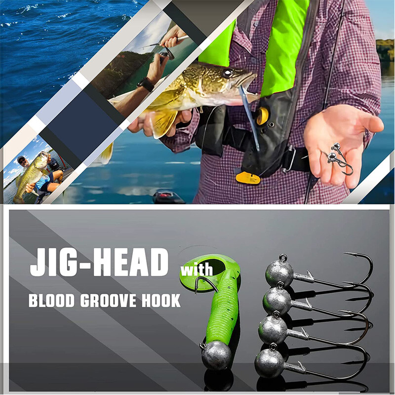 50Pcs 1/32 1/16 1/8 oz Lead Jig Head Fishing Hooks Jig Heads Lures Bait Crappie