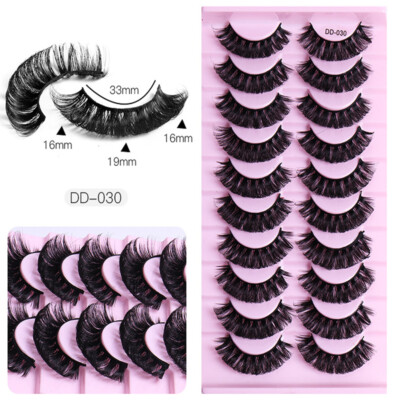 10Pair Russian Lashes Curly 3D Faux Mink Lashes Dramatic Volume False Eyelashes/