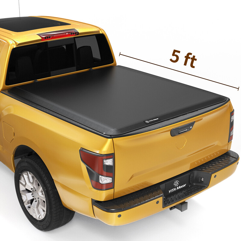 5 ft Bed Tonneau Cover Soft Roll-up for 2005-2023 Nissan Frontier Truck w/ Lamp