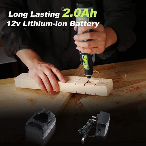 WORKPRO 12V Cordless Rotary Tool Kit 5 Variable Speeds w/Accessory Kit Pink/Gray