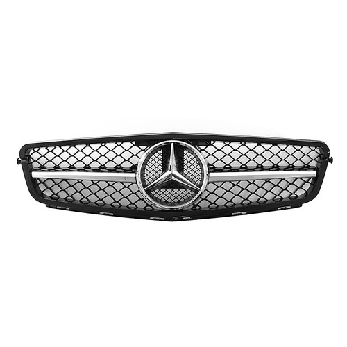  Black Chrome AMG Grill For Mercedes-Benz W204 C250 C300 C350 2008-2014 W/Emblem