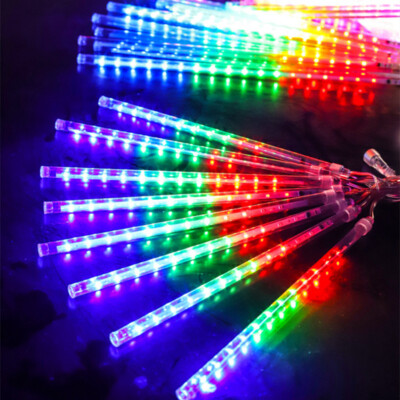 192 LED Meteor Shower Lights Fairy String Light Falling Rain Tree Garden Xmas US