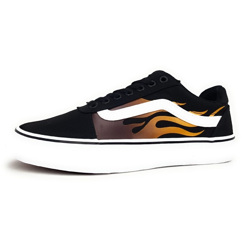 Vans Men’s Ward Deluxe Sneakers – Faded Flame Black/White – Size 10.5