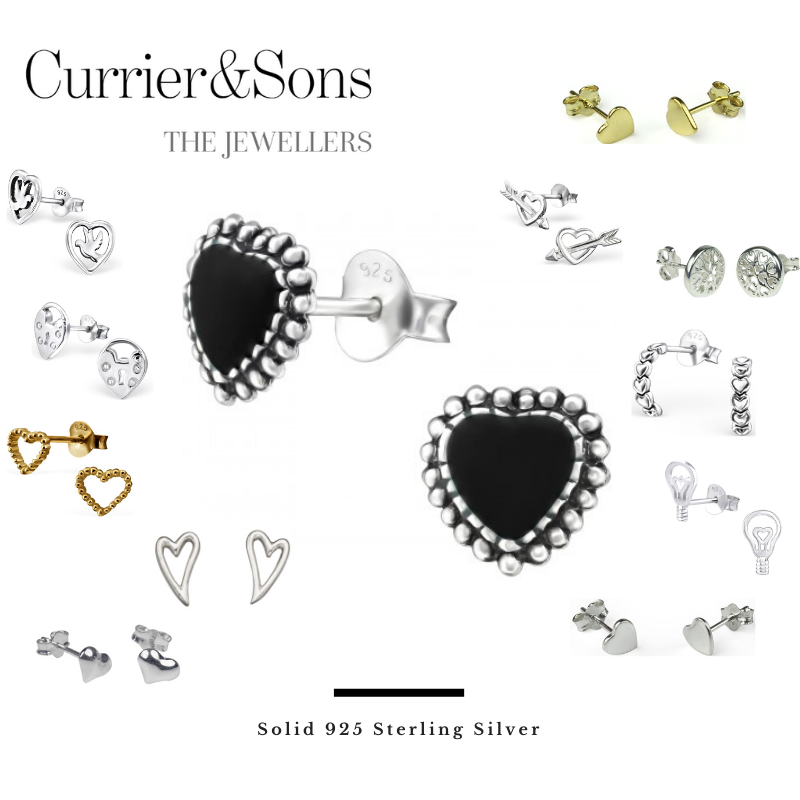 925 Sterling Silver Heart Design Stud Earrings (Collection 12)