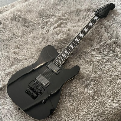 Factory Black Glossy TL Electric Guitar H-H Pickup Solid Body FR Bridge Hardware