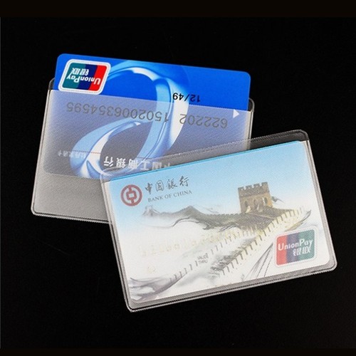 1Pc Transperant Plastic Bank Credit ID Card Cover Badge