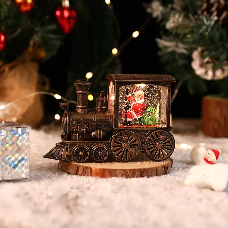 Cadeau De Noël Père Noël Bonhomme De Neige Réveillon Boîte Train Boule De Crista