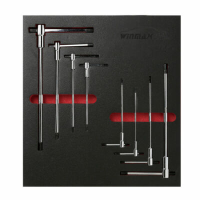 8pc Sliding T-Handle Hex Wrench Set W/ Mechanic's Tray 2, 2.5, 3, 4, 5, 6, 8, 10