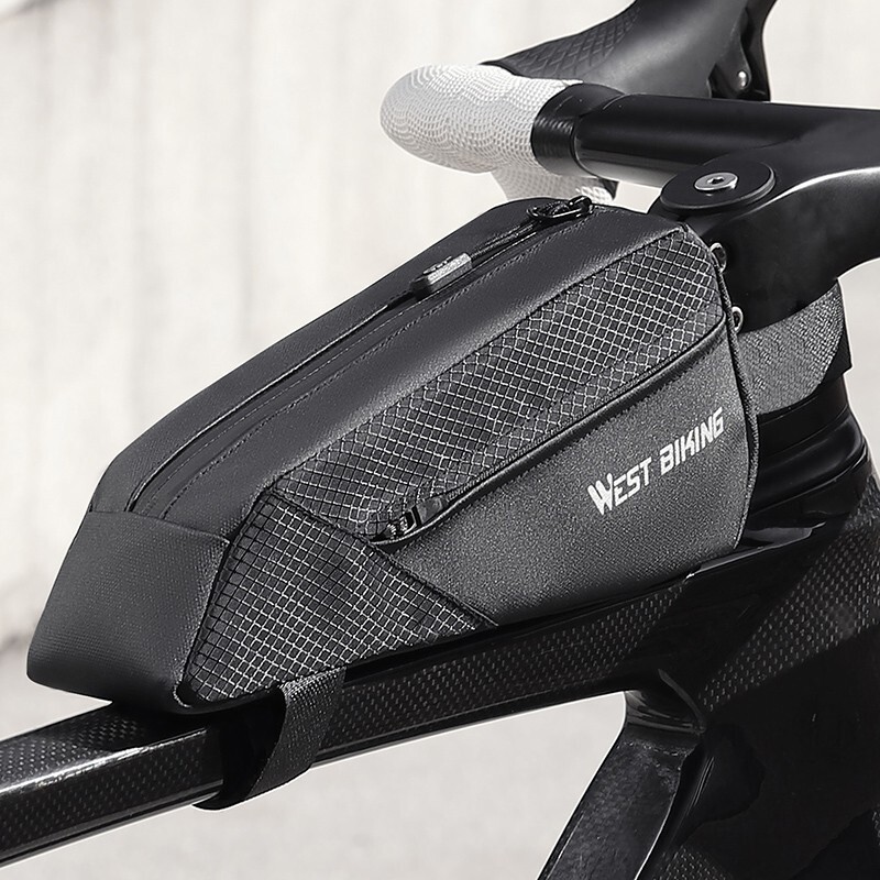 WEST BIKING Bicycle Frame Top Tube Bag Road Bike Small Triangle Bag 1L Black