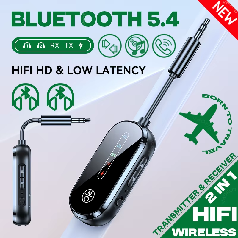 2 In 1 Bluetooth 5.4 Transmitter Receiver Stereo 3.5mm AUX Airplane Audio Wirele