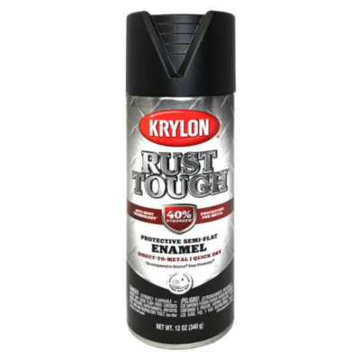 Krylon RTA9203; Rust Tough Enamel Paint, 12oz Aerosol, Semi-Flat Black
