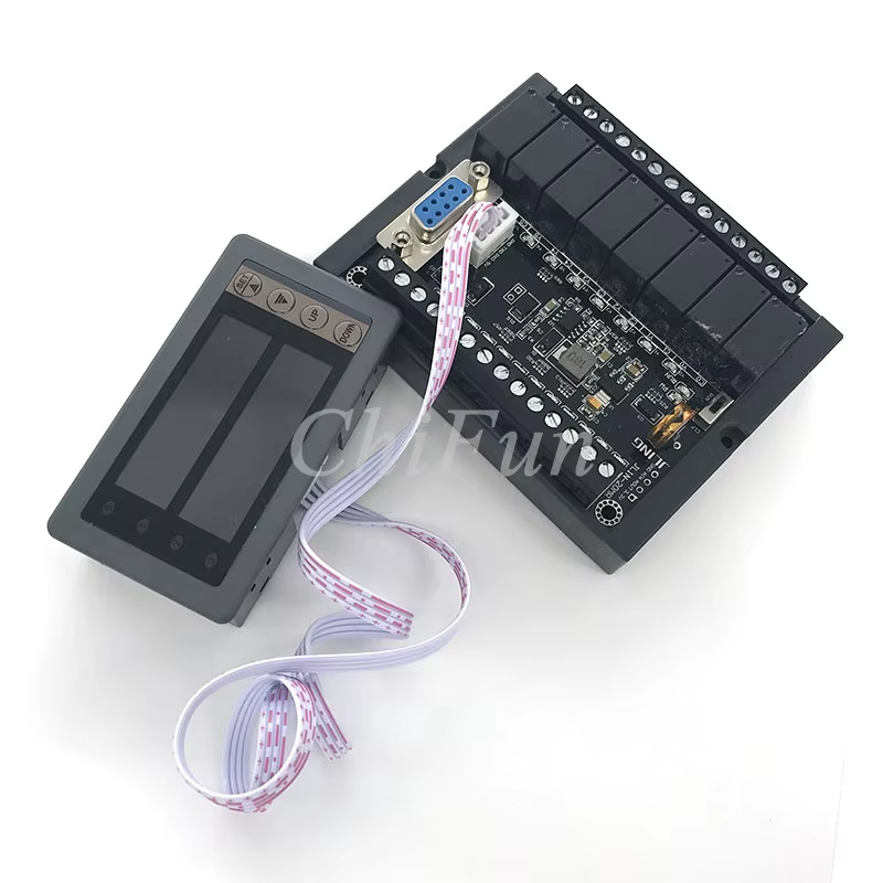 Freeshipping PLC FX1N-20MR+rail type housing +PLC display relay module delay mod