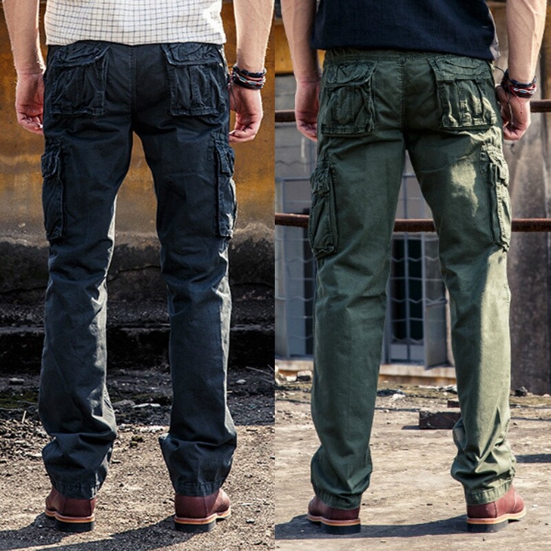 Mens Cargo Work Pants Combat Military Tactical Trousers Hiking Outdoor Casual