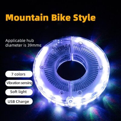 Smart LED Bicycle Wheel Light Tail Hub Spoke Lamp Rechargeable 7 Color 18 Modes