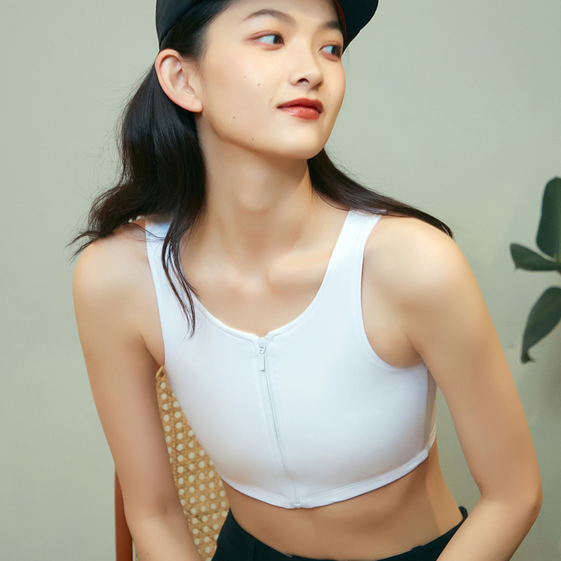 Damen Tomboy Tank Top Reißverschluss Lesbisch Brust Binder Transgender Eis Seide