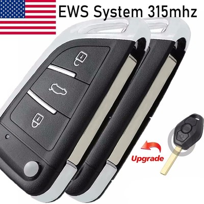 2 Modified Flip Remote Key fob for BMW 1/3/5/7 Series X3 X5 Z3 Z4 for EWS System