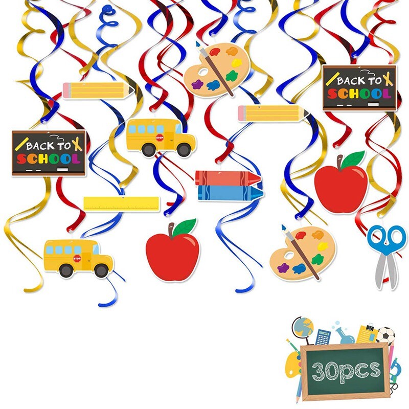 Details About 30x Back To School Hanging Swirl Decorations Ceiling Streamers Classroom Pj823