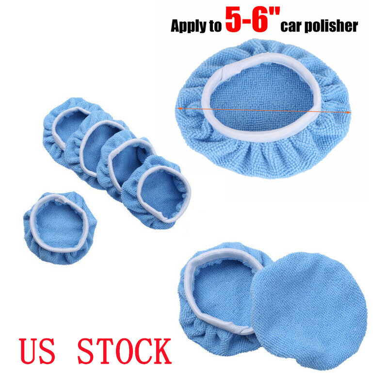 5pc 5-6inch Auto Car Elastic Polisher Pads Waxing Polishing Bonnet Buffing Cover