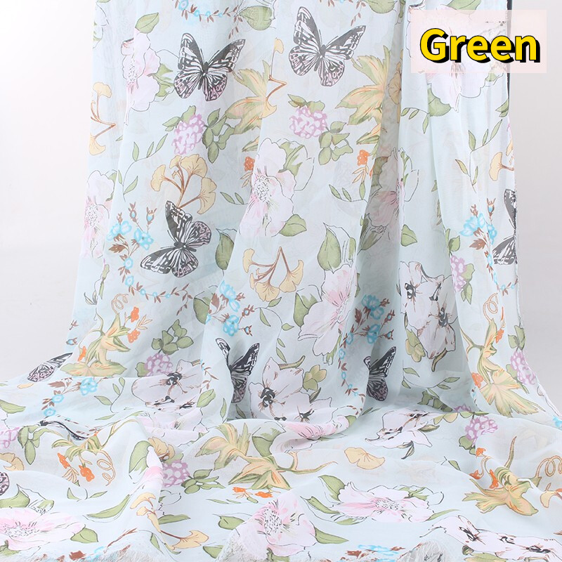 Ethnisch Blumenmuster Chiffon Stoff Schmetterling Retro Tüll für Hanfu Kleid