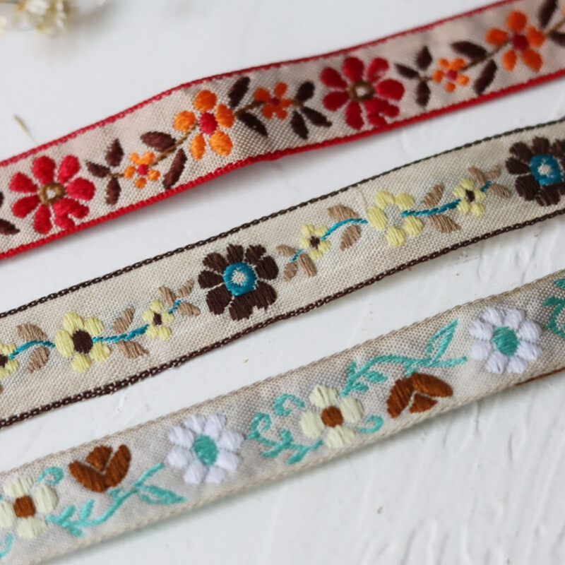 Chinese Embroidery Floral Edge Trim Bias Tape for Hanfu Neckline Decor DIY Retro