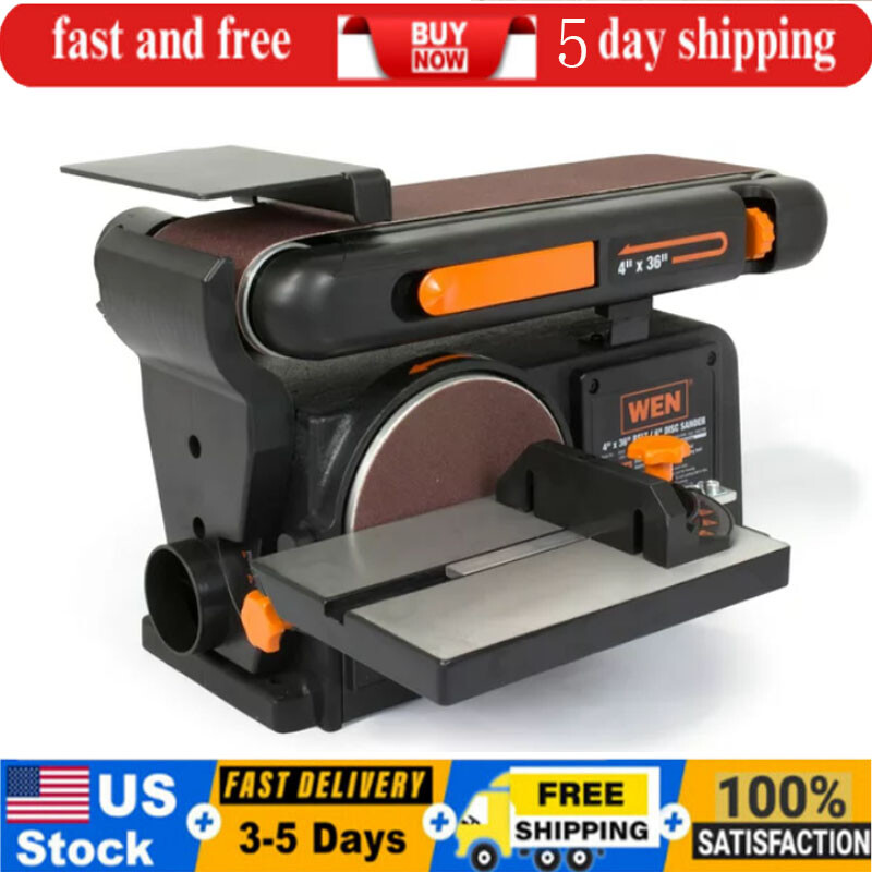 4.3 Amp 4x36in Belt and 6 in Disc Sander w/Cast Iron Base 2-in-1 Sanding Machine