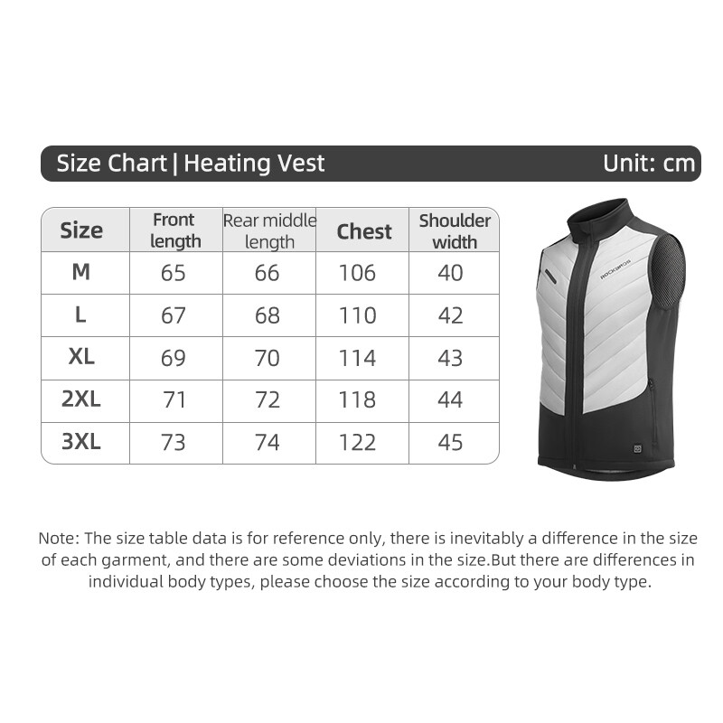 ROCKBROS WinterCycling Electric Heated Vest USB Jacket Thermal Coat Washable Men