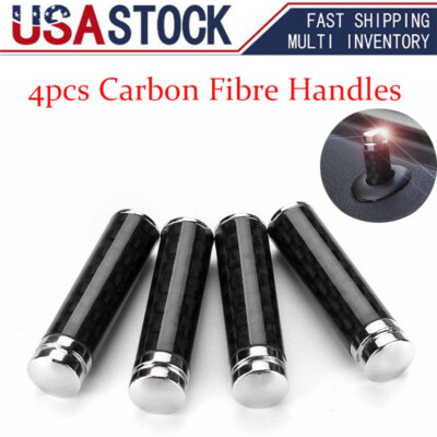 4x Carbon Fiber Interior Door Lock Knob Pins Handles for Auto Car Truck SUV