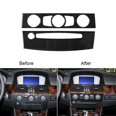 For BMW 5 Series E60 2004-2007 Carbon Fiber Air Conditioner CD Panel Trim Cover