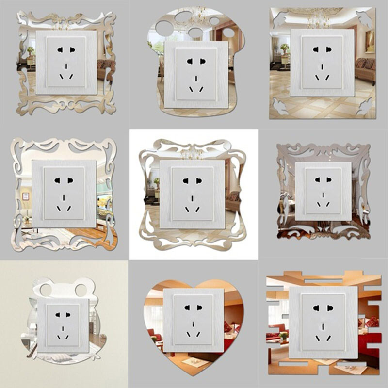 silver-mirror-flower-light-switch-surround-wall-sticker-cover-frame-deco-diy