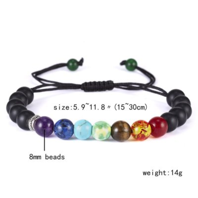 7 Chakra Healing Natural Lava Stone Beaded Bracelet Diffuser Bangle Yoga Women