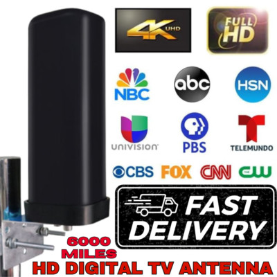 6000 Miles Outdoor TV Antenna Digital HDTV 4K Amplified 360° UHF VHF Long Range