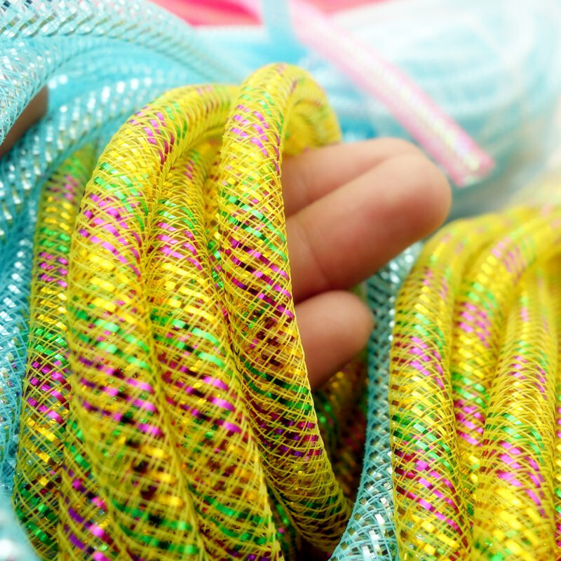 10M/Lot Elastic Mesh Tube Net Ribbon with Crystal Strip DIY Jewelry Headwear