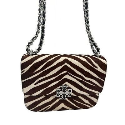 Tory Burch Eleanor Shoulder Bag Purse Women's Brown Zebra Calf Hair Chain $798