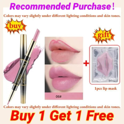 [Buy 1 Get 1 ] 2 in 1 LipLiner Waterproof Matte Lipstick Pencil Makeup Cosmetics