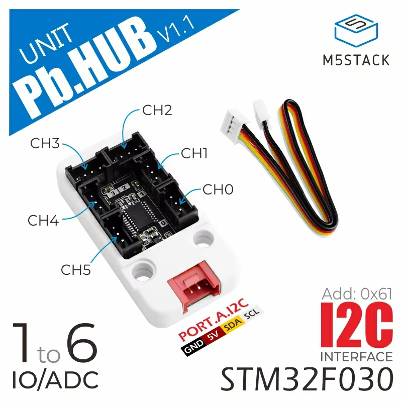 Official Hub 1-to-6 Expansion Unit: I/O (STM32F030) or I2C (PCA9548A)