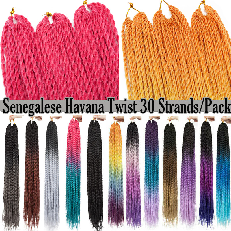 24 Inch Senegalese Twist Havana Braids Hair Extensions Afro Braiding Grey Ombre