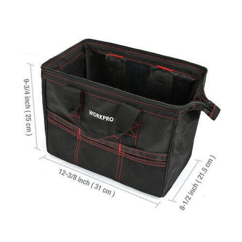 WORKPRO 2-Pack 18" 13" Heavy Duty Tool Bag Case Zip Top Wide Open Mouth Storage