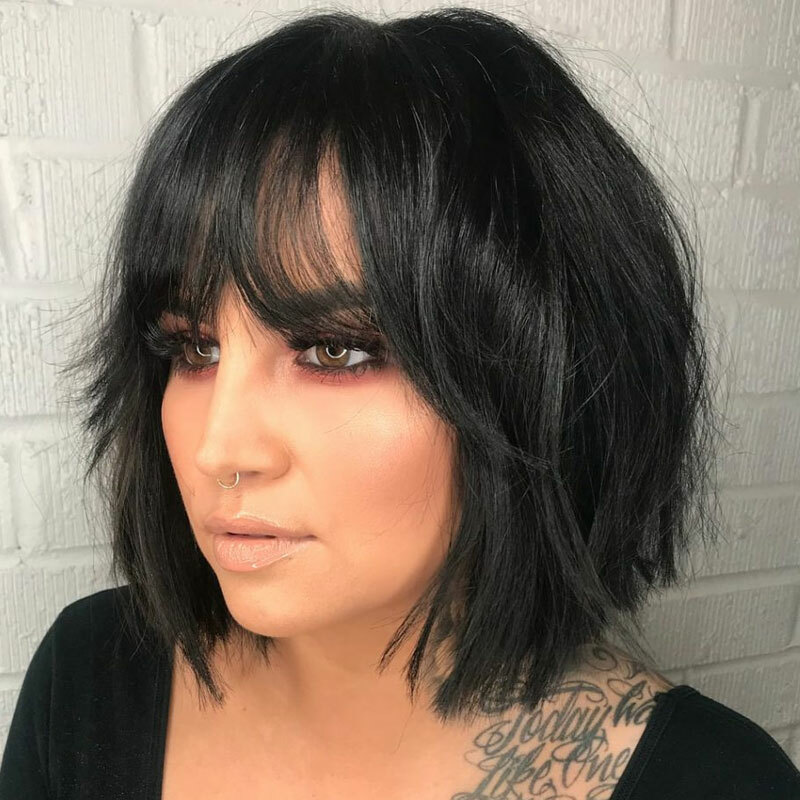 Women Short Black Bo B Hair Wigs Bangs 12 Straight Cosplay