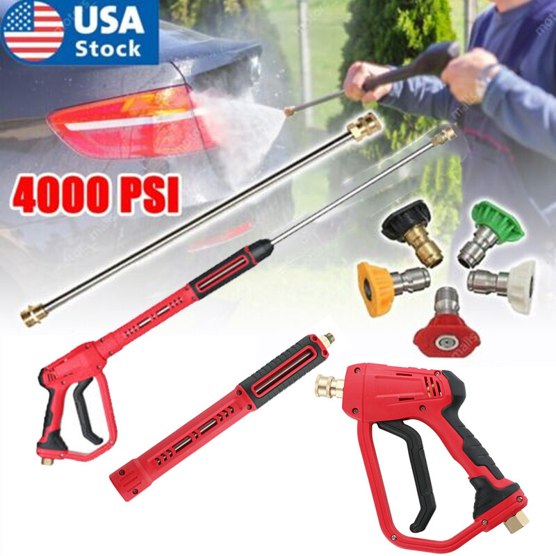High Pressure 4000PSI Car Power Washer Gun Spray Wand Lance Nozzle and Hose Kit