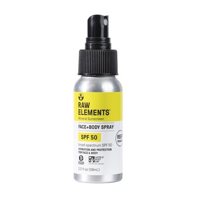 Raw Elements Face + Body Spray SPF 50 All-Natural Mineral Sunscreen - 2 oz