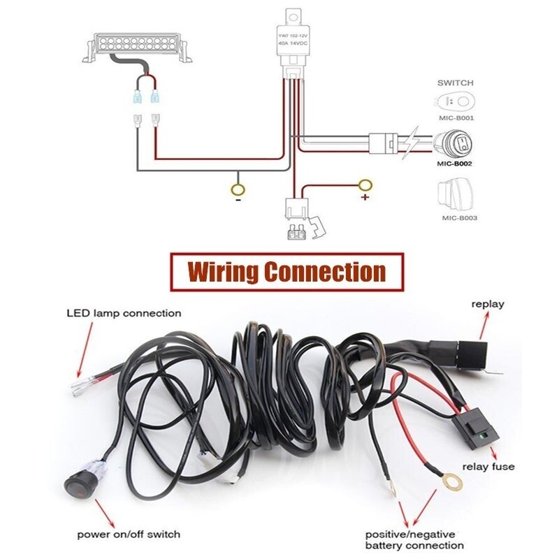 Pods LED Work Light Bar Wiring Harness Relay Kit /w Switch Offroad Car