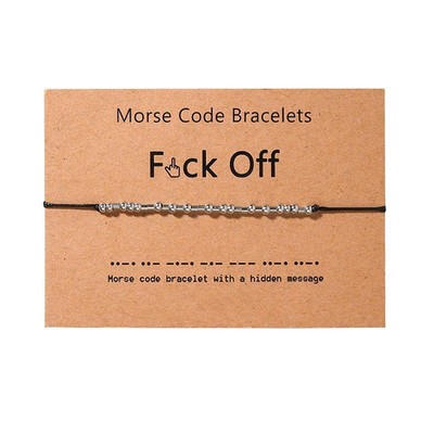 Morse Code Bracelet F--K Off Beaded Hidden Secret Message Quirky Insult Swear