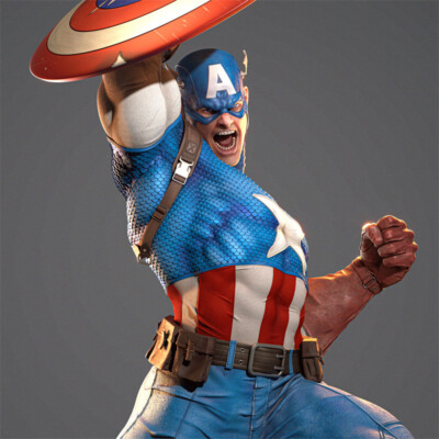 スーパーそに子 立体マグと3Dポスター Captain America 3D print figure 1/6 42cm Model Kit Unpainted