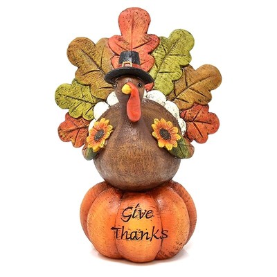  Small Pumpkin Turkey Sculpture, Thanksgiving Table Decor Cute Resin Animal5207