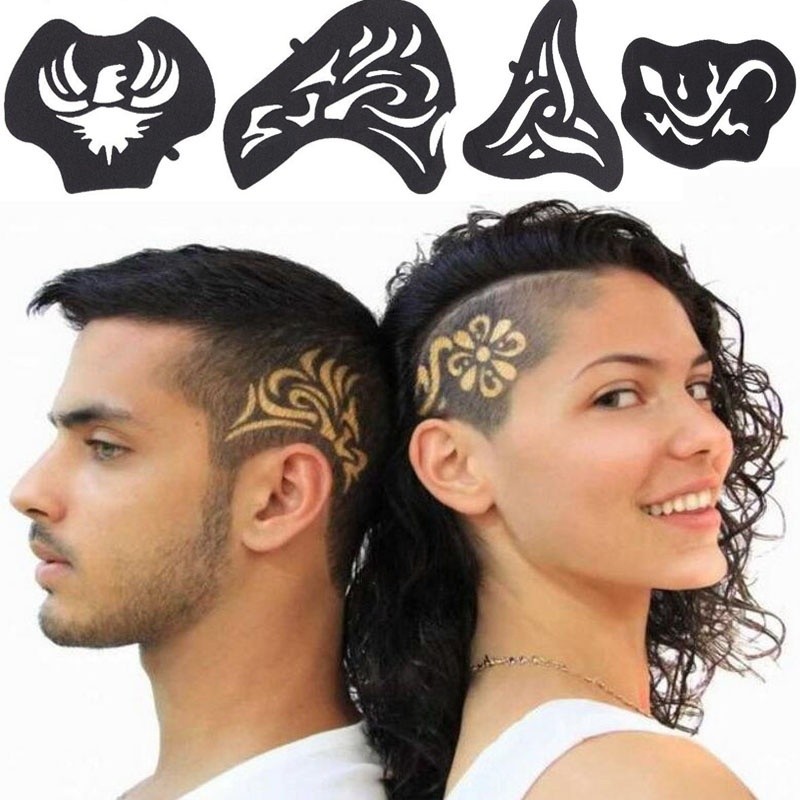 25pcs Men Hair Coloring Stencil Template Mold Stencil Hair Tattoo