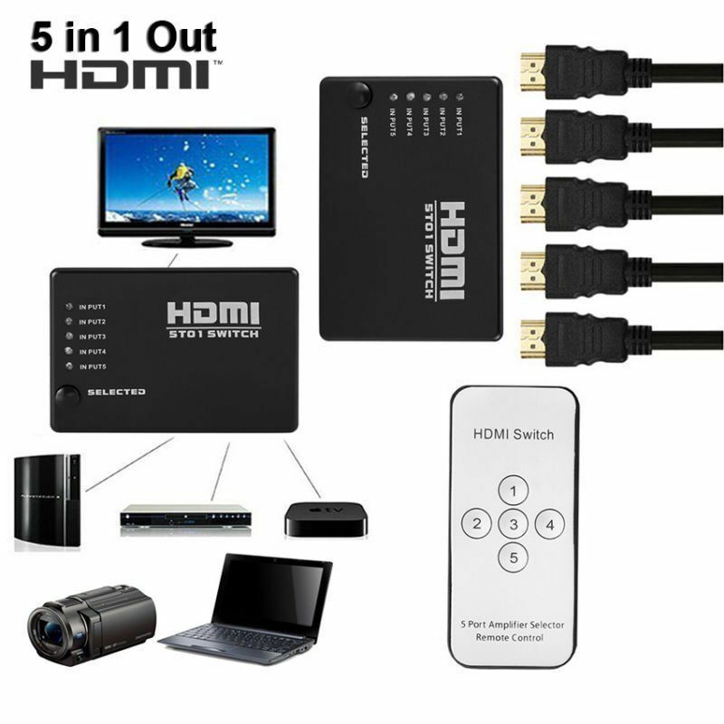 HDMI 5T01 Switch w/5 Port Amplifier Aelector Remote Control