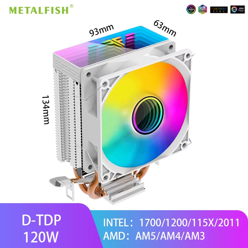 CPU Cooler ZH1200 2 Heatpipes Radiator ARGB 4PIN PWM Silent Fan For Intel 1700 1