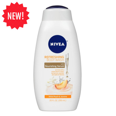 NIVEA White Peach and Jasmine Body Wash with Nourishing Serum, 20 Fl Oz-